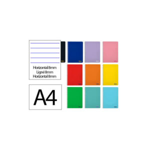 LLIBRETA DIN A4 1 LÍNIA LIDERPAPEL 80 FULLS COLORS ASSORTITS